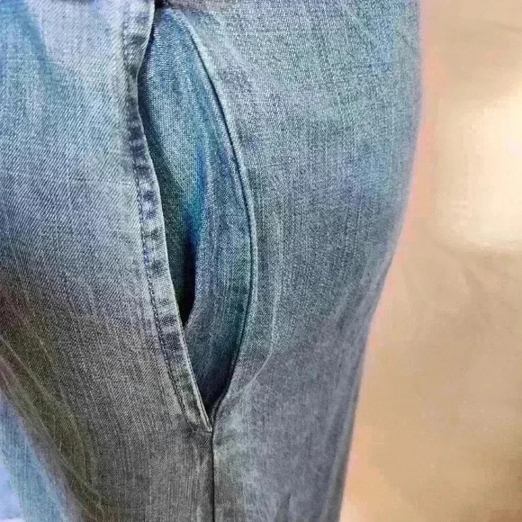 Chelsea & Theodore women's blue denim shift dress midi size small - Picture 6 of 8